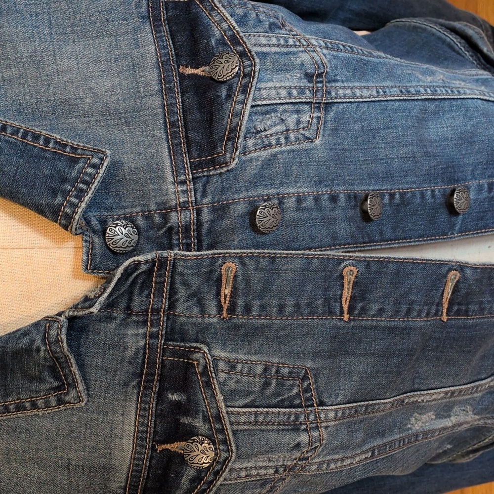 Prana Distressed Blue Jean Jacket - Picture 2 of 14